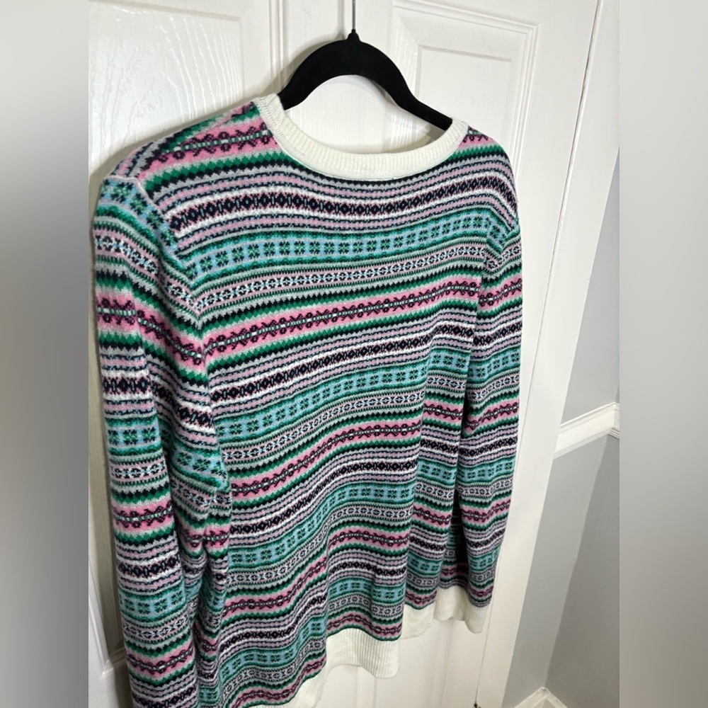 Talbots Fair Isle Lambswool Blend Sweater | Multicolor Striped Pattern | Size L - Picture 7 of 10